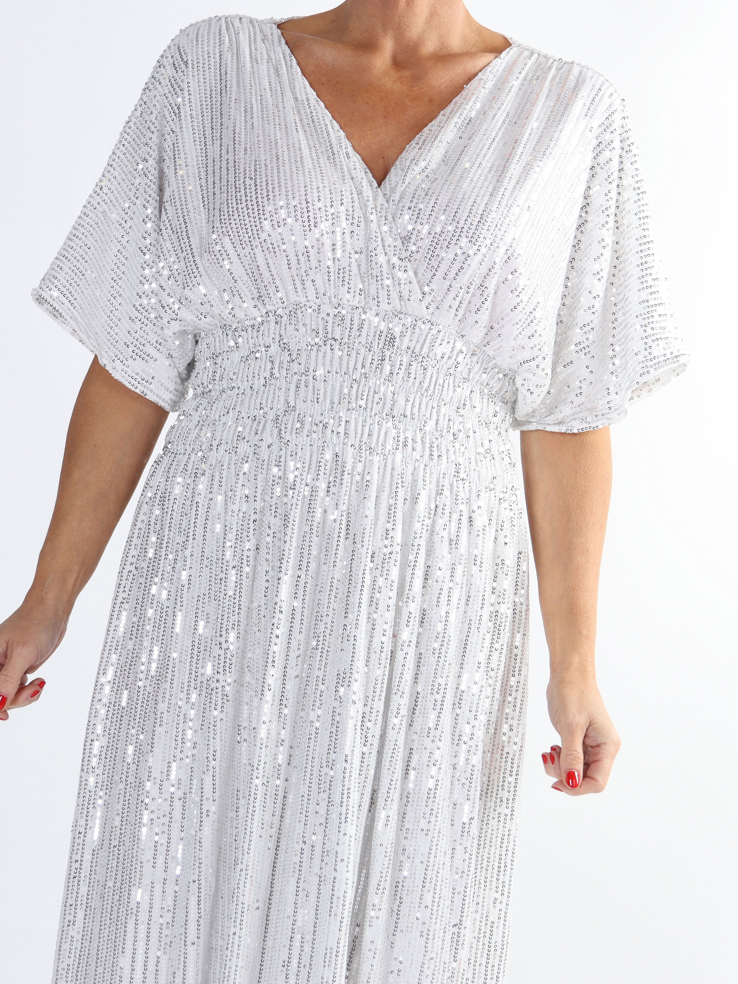 Pams Glitter - Lang smuk plus size kjole med pailletter